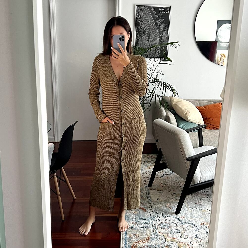 L'agence Galena striped long cardigan brown size M C6